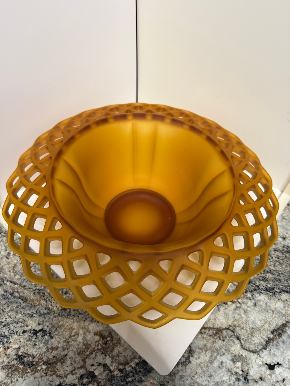 Vintage Westmoreland Frosted Amber Lattice bowl